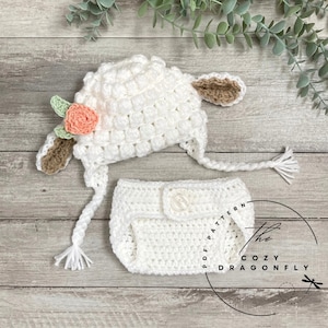 CROCHET PATTERN Baby Lamb Outfit, Sizes 0-12 Months, Crochet Baby Sheep, Baby Shower Gift, Baby Photo Prop, Baby Costume, PDF Download