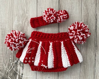 CROCHET PATTERN Baby Cheerleader Outfit, Team Spirit, Baby Diaper Cover, Photo Prop, Crochet Team Sport, Baby Cheerleader, PDF Download