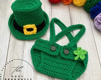 CROCHET PATTERN Baby St Patrick’s Outfit, Crochet Baby Leprechaun, Baby Shower Gift, Baby Photo Prop, Crochet Baby Costume, PDF Download