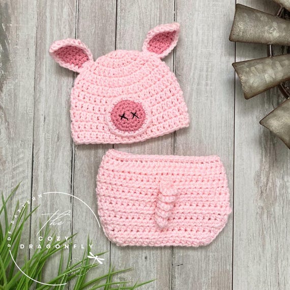 Handmade Crochet Pink Piggy Hat EASY CROCHET PATTERN - Piggy Hat - Pig Hat - Baby - Child  main image 4