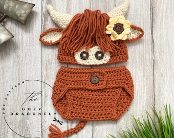 CROCHET PATTERN Baby Highland Cow Outfit Baby Cow Pattern Sizes 0 12 Months Crochet Baby Photo Prop Baby Costume PDF Download Etsy