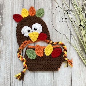 CROCHET PATTERN Baby Turkey Outfit, Baby Thanksgiving, Turkey Hat, Baby Photo Prop, Crochet Turkey Hat, PDF Download