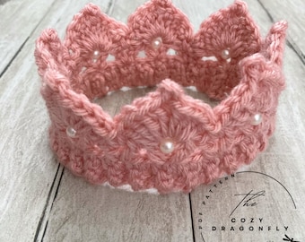 CROCHET PATTERN Baby Crown, Crochet Princess Crown, Tiara, Baby Prince Crown, Pattern Sizes 0-12 Months, Baby Photo Prop, PDF Download