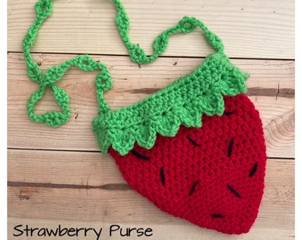 Strawberry Purse / Child Purse / Crochet Bag / Crochet Strawberry / Crochet Fruit / Strawberry Bag / Crossbody Bag