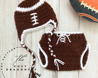 CROCHET PATTERN Baby Football Outfit, Baby Shower Gift, Baby Photo Prop, Sizes 0-12 months, PDF Download