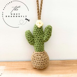 CROCHET PATTERN Hanging Cactus, Crochet Cactus Pattern, Crochet Rear View Mirror Hanger, Cactus Amigurumi, Mini Cactus, Cactus, PDF Download