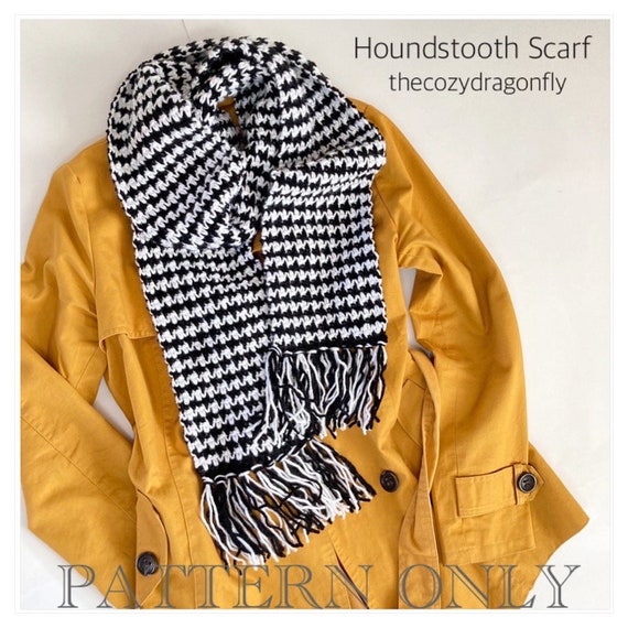 CROCHET PATTERN Houndstooth Scarf, Crochet Scarf Pattern