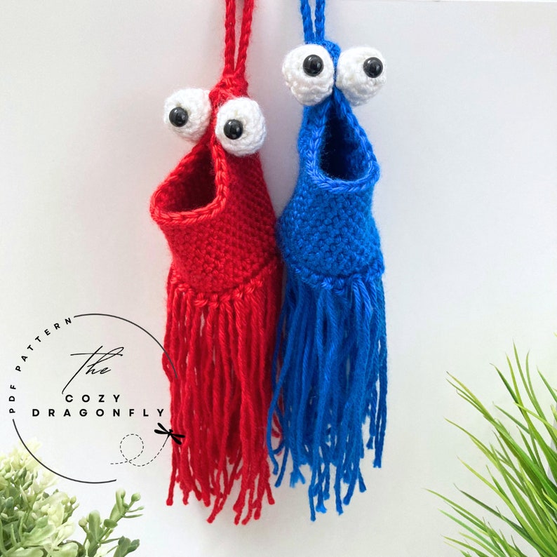 CROCHET PATTERN Mini Yip Yip, Crochet Hanging Yip Yip, Car Hanger, Mirror Hanger, Hanging Planter, Crochet Mini Martian Basket, PDF Download image 2