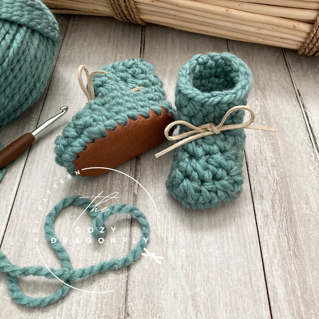 Crochet baby booties with leather sole hotsell