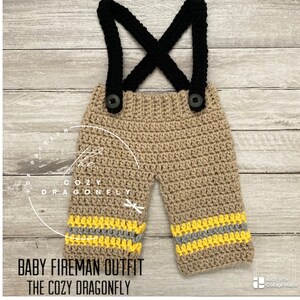 CROCHET PATTERN Baby Fireman Outfit, Sizes Newborn-12 Months, Baby Firemen Hat, Baby Photo Prop, Crochet Baby Costume, PDF Download image 3