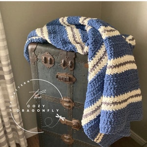 CROCHET PATTERN Plush Line Throw, Crochet Throw Pattern, Crochet Blanket Pattern, Bernat Blanket Yarn, Beginner Pattern, PDF Download