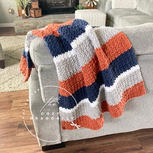 CROCHET PATTERN Line Upon Line Baby Blanket, Crochet Blanket Pattern, Baby Stripe Blanket, Crochet Afghan, Chunky Throw, PDF Download