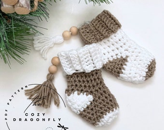 CROCHET PATTERN Mini Stocking, Gift Card Holder, Stocking Ornament, Crochet Ornament, Crochet Stocking, Crochet Christmas, PDF Download