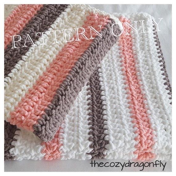 かぎ針編みパターン ベビーミニストライプブランケット、簡単なかぎ針