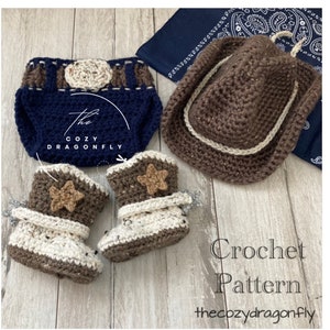 CROCHET PATTERN Baby Cowboy Outfit, Cowgirl, Cowboy Boots, Crochet Baby Jeans, Cowboy Hat, Cowboy Photo Prop, 0-12 months, PDF Download image 4