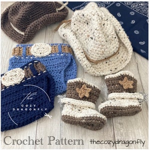 CROCHET PATTERN Baby Cowboy Outfit, Cowgirl, Cowboy Boots, Crochet Baby Jeans, Cowboy Hat, Cowboy Photo Prop, 0-12 months, PDF Download image 8