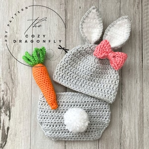 CROCHET PATTERN Baby Bunny Outfit, Crochet Rabbit Pattern, Baby Diaper Cover, Crochet Bunny, Sizes 0-12 Months, Easter Bunny, PDF Download