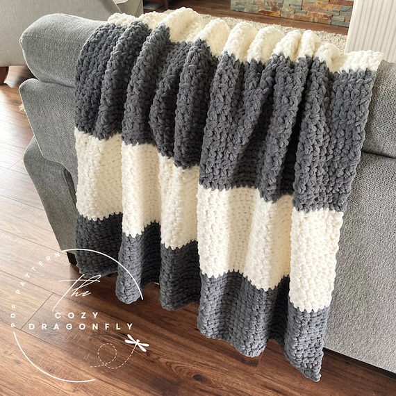 CROCHET PATTERN Chunky Stripes Blanket Easy Crochet Blanket Pattern Crochet Beginner Bernat Blanket Yarn Pattern PDF Download Etsy Canada