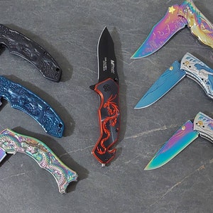Mythical 8&quot; Spring Assisted Open Folding Knife - Mermaid Knife, Dragon Knife, Unicorn Knife - Fantasy Collectible