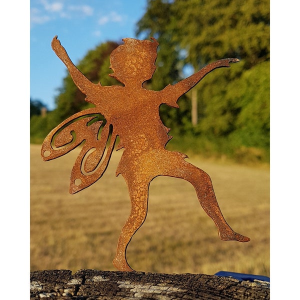 Rusty Metal Pixie Garden Decoration - Rusty Metal Boy Fairy - Fairy Garden - Fae - Faerie - Pagan