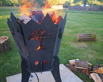 Large Metal Fire Pit With Custom Panels / Portable Fire Pit / Log Burner / Garden Heater / Fire Bowl / Firepit