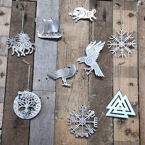 Viking Christmas Tree Decoration / Solstice Ornaments / Yule Gift / Pagan Gift / Norse Decor / Huginn & Muninn / Valknut / Tree of Life