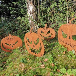 Rusty Metal Halloween Pumpkins pk4 / Jack O Lantern / Halloween Garden Decoration / Garden Sculpture / Halloween Yard Art image 1