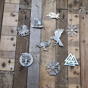 Viking-kerstboomversiering / ornamenten zonnewende / kerstcadeau / heidens cadeau / Noors decor / Huginn en Muninn / Valknut / Tree of Life