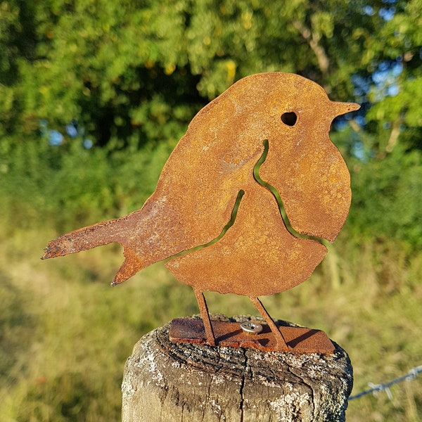 Rusty Metal Robin - Décoration de Robin en acier - Rusty Bird - Wild Bird Art - Woodland Creatures - Christmas Robin Garden Decor