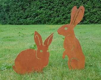 Rusty Metal Hasen - Garten Ornamente - Kunst - Hasen Geschenk - Stahl Hasen - Rusty Metal Hase