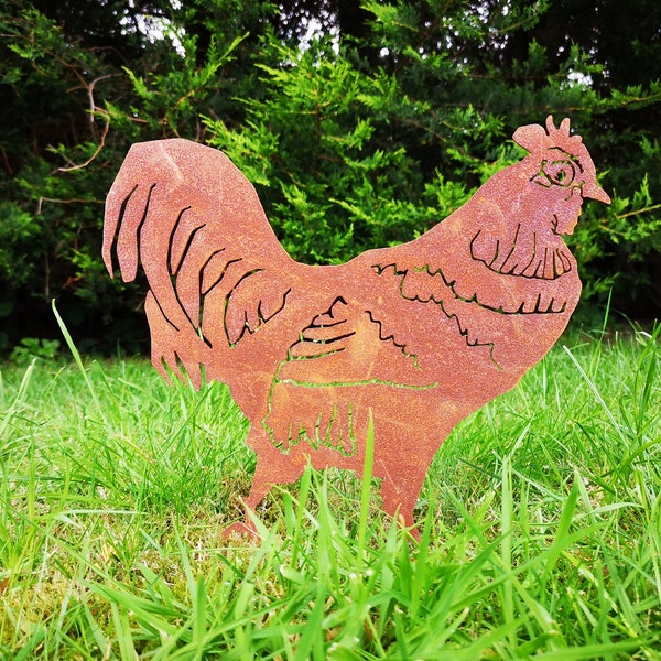 Rusty Metal Cockerel - Rusty Rooster - Rusty Chicken - Garden Ornaments - Art - Chicken - Hen - Farm Animals