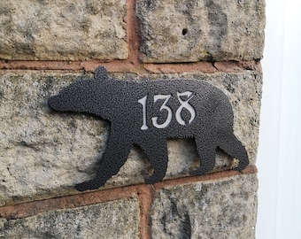 Metal Bear House Sign - Custom Sign - House Numbers - Steel Sign - New House Sign - Woodland Creature Sign