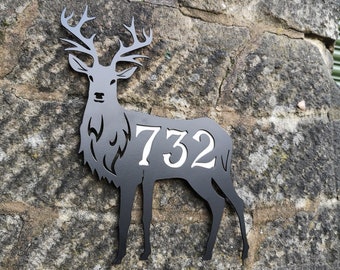 Metal House Sign Stag Deer / Custom Sign / House Numbers / Steel Sign / New House Sign / Woodland Creature Sign