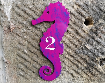 Metal House Sign Seahorse / Custom Sign / House Numbers / Steel Sign / New House Sign / Sea Creatures