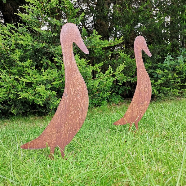 Rusty Metal Runner Duck Garden Decor - Art - Duck Gift - Steel Duck - Ducklings