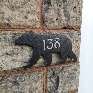 Metal Bear House Sign - Custom Sign - House Numbers - Steel Sign - New House Sign - Woodland Creature Sign