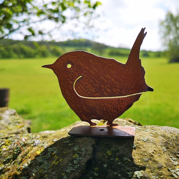 Rusty Metal Wren - Décoration de Wren en acier - Jenny Wren - Rusty Bird - Wild Bird Art - Woodland Creatures - Garden Decor