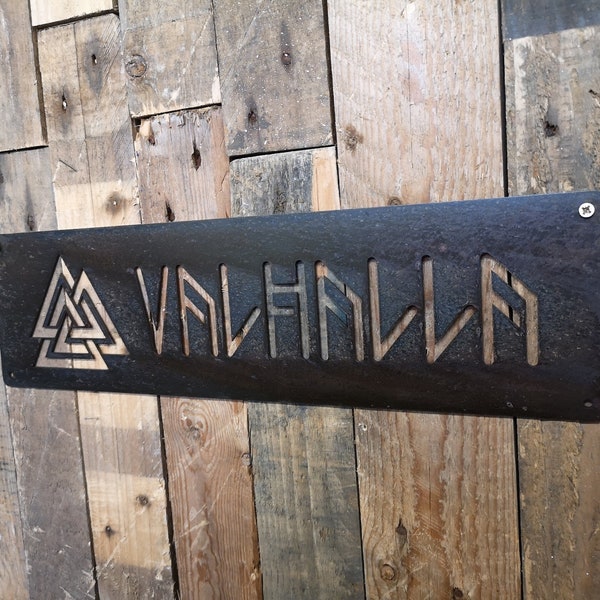 Valhalla Sign Viking Wall Art - Viking Throne Decor - Viking Gift - Pagan Gift - Wiccan Gift - Metal Wall Art