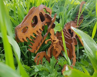 Rusty Metal Dinosaur Raptor - Velociraptor - Adornos de jardín - Arte - Raptor - Dino - Parque Jurásico - T-Rex - Dinosaurio 3D