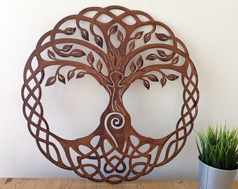 Tree of Life Viking Wall Art, Yggdrasil Sign, Celtic Gift, Pagan Gift, Wiccan Gift, Rustic Tree, Rusty Decor, Tree Wall Decor