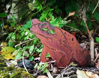Rusty Metal Frosch / Kröte - Garten Ornament - Kunst - Amphibie Geschenk - Steingarten Dekor - Bettwäsche Dekor - Rasen Dekor