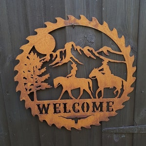 Whitetail Bowhunter Welcome Sawblade Cut Out Metal Wall Art - Metal Decor  Studios