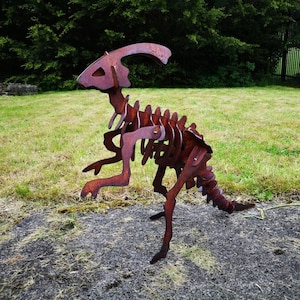 Rusty Metal Dinosaur Parasaurolophus  - Garden Ornaments - Art - Raptor - Dino - Jurassic Park - T-Rex - 3D Dinosaur