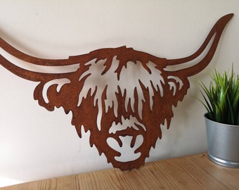 Rusty Metal Highland Cow Wall Art - Scottish Cow - Cattle - Shaggy Cow - Cow Lover Gift - Angus Cow - Farmyard Gift