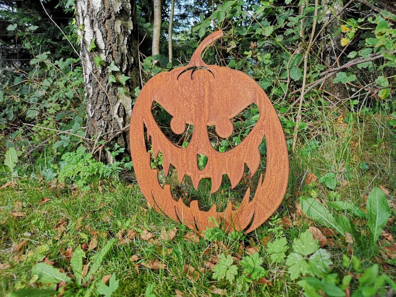 Rusty Metal Halloween Pumpkins pk4 / Jack O Lantern / Halloween Garden Decoration / Garden Sculpture / Halloween Yard Art image 2