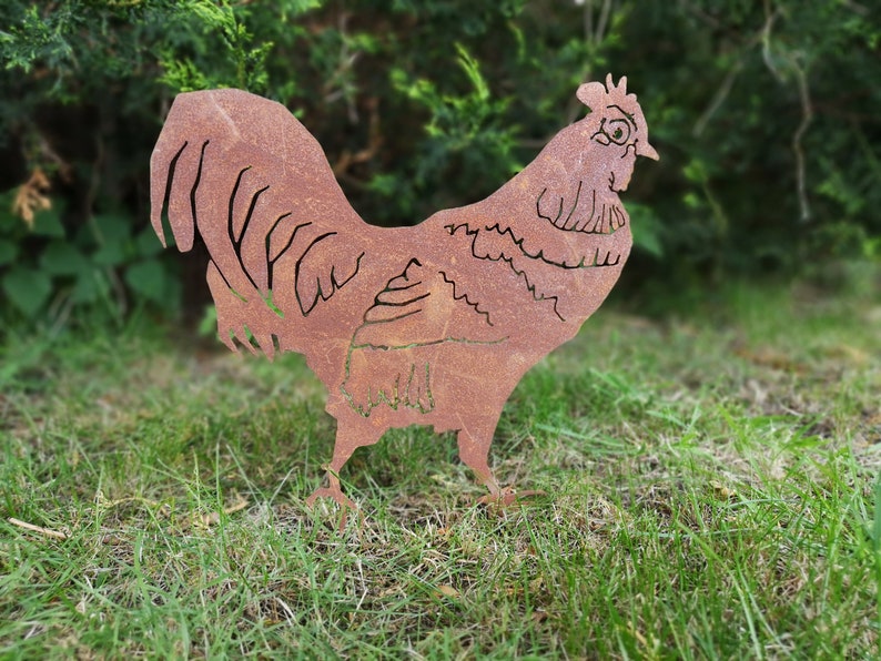 Rusty Metal Cockerel Rusty Rooster Rusty Chicken Garden Ornaments Art Chicken Hen Farm Animals image 3