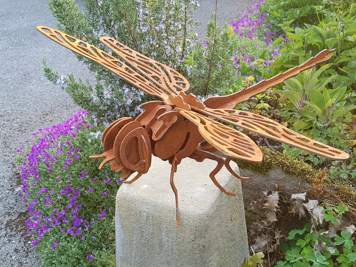 Rusty Metal Dragonfly Garden Insect Garden Ornaments Art Etsy UK