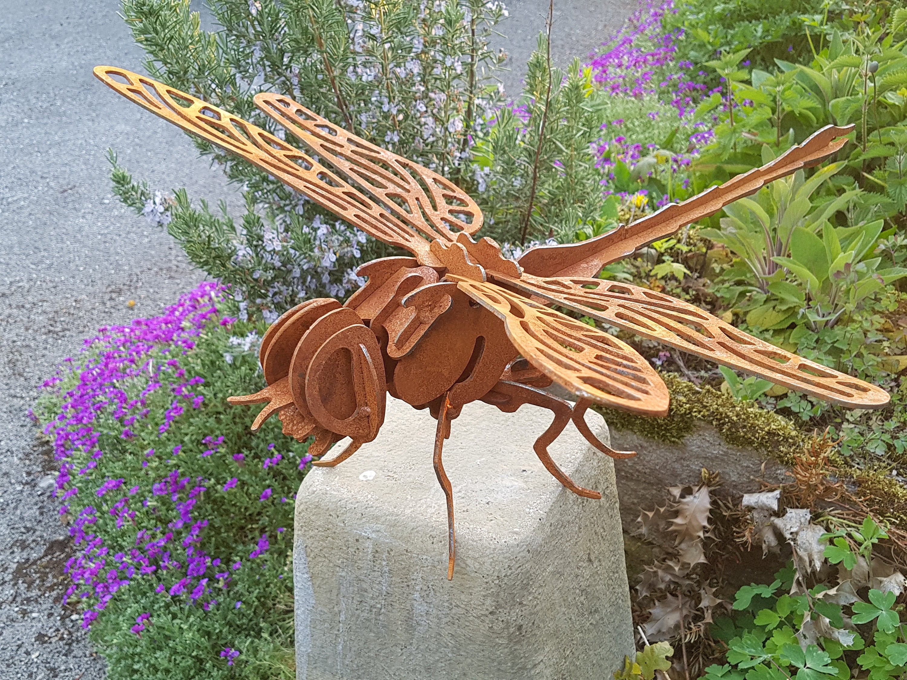 Rusty Metal Dragonfly Garden Insect Garden Ornaments Art 3D