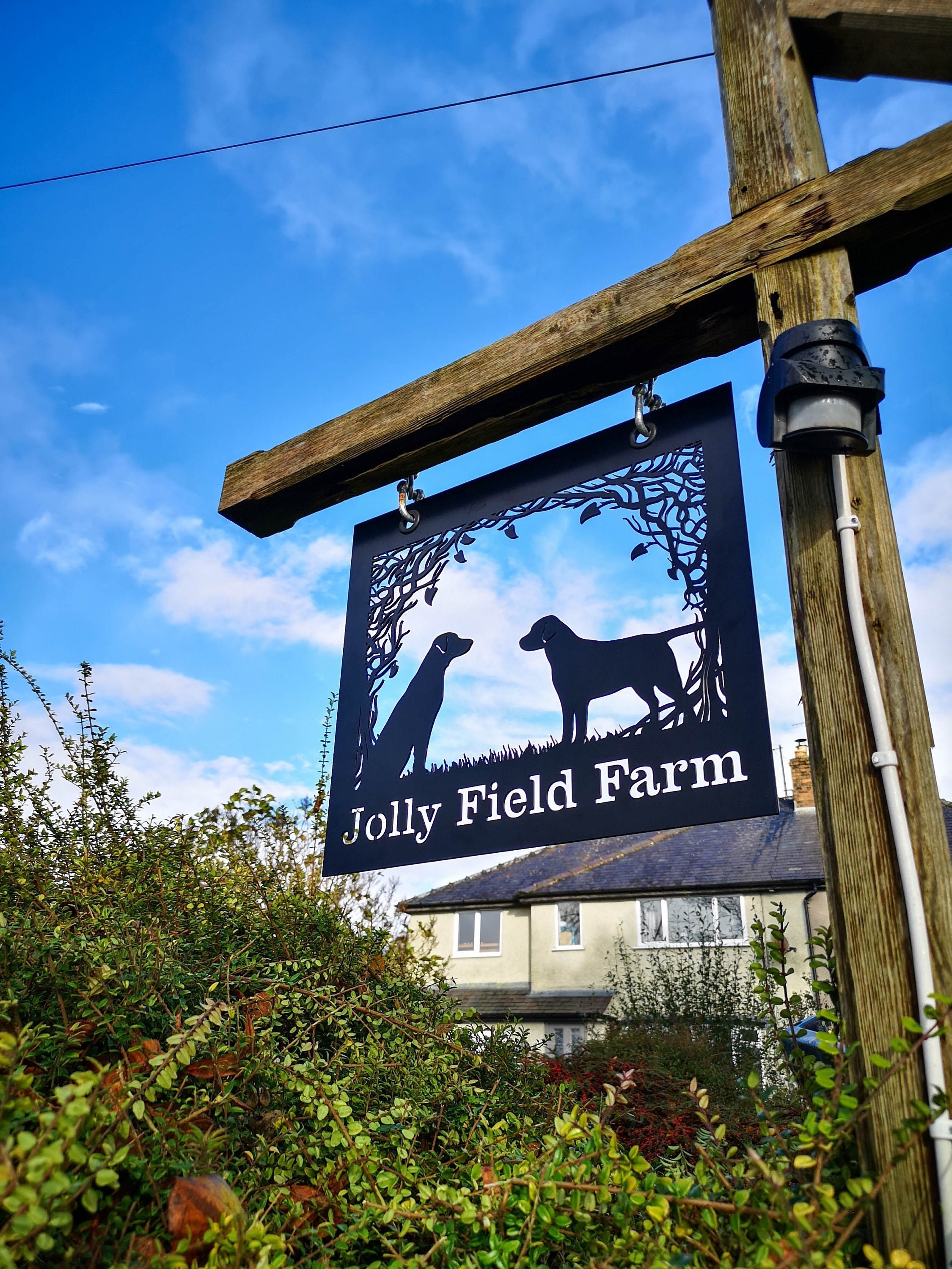 Hanging Metal Dog Sign With Custom House Name / Hanging Shop Etsy UK