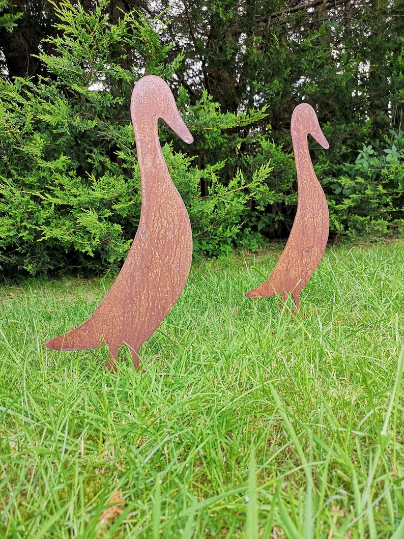 Rusty Metal Runner Duck Garden Ornaments Art Duck Gift Etsy